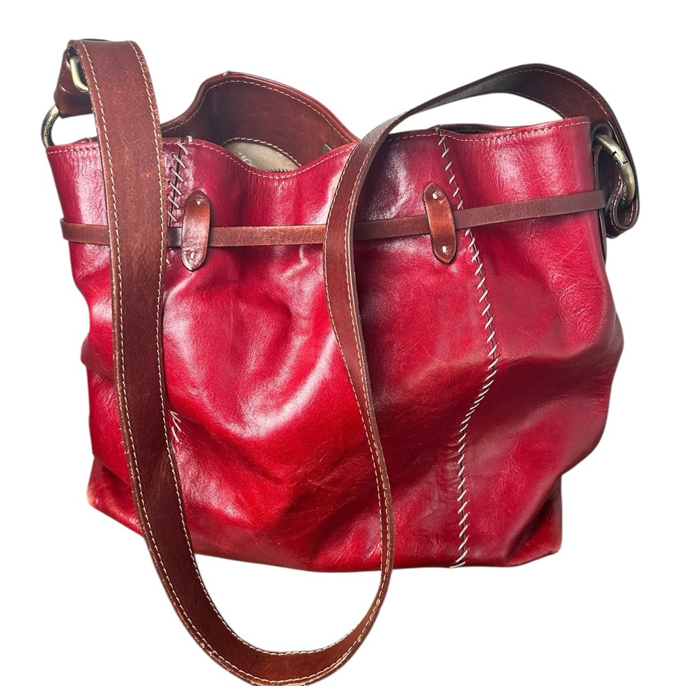 Cuoieria Fiorentina Genuine Leather Bucket Bag Hand-Sewn Stitching Made in Italy - Picture 3 of 10